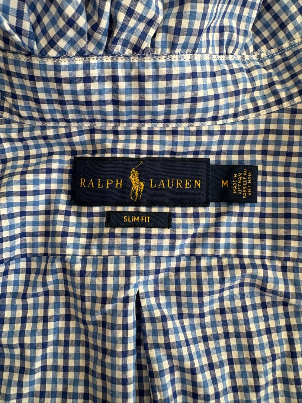 Reworked Ralph Lauren White and Blue Button-Down Shirt with ruffle collar size s - Picture 4 of 5